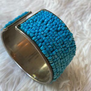 Blue Beaded Cuff Bracelet, Handmade in Kenya